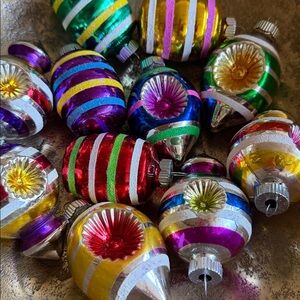 Christopher Radko Shiny Brite glass Colorful Striped Ornaments